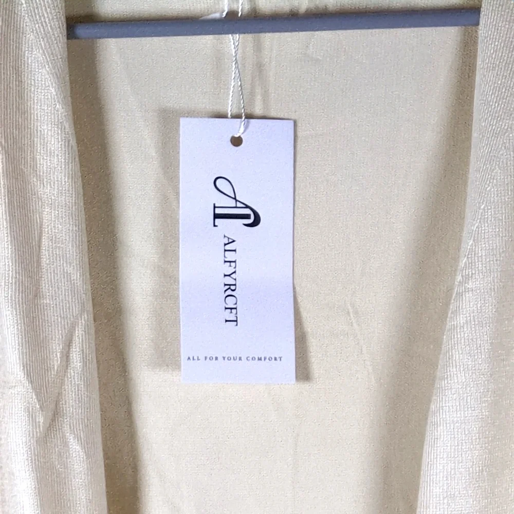 ALFYRCFT Knit Cardigan Sweater Womens XL Cream Creamy White Long Sleeve Pockets